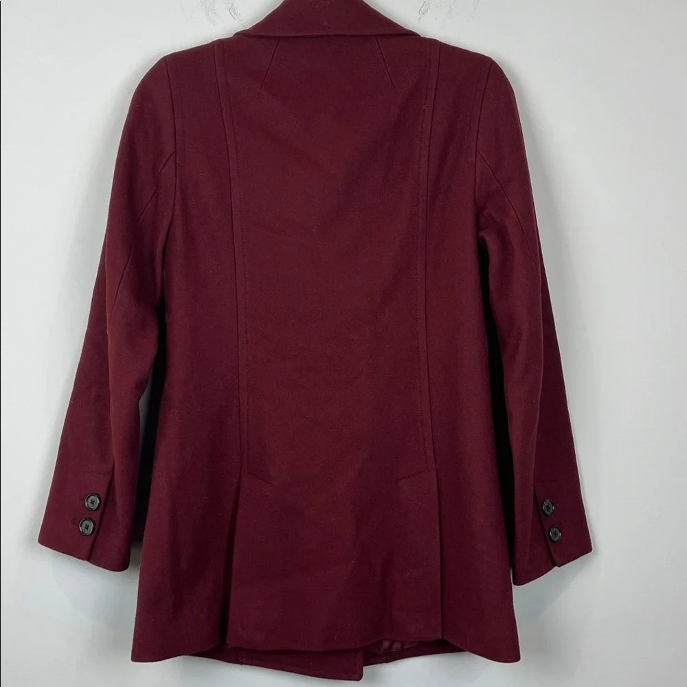 J. Crew Wool Double-Breasted Maroon Burgundy Pea Coat Women's Size XS - Picture 2 of 6